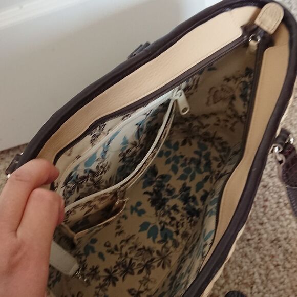 Brighton Scroll weaved straw tote purse leather - butterfly design - Picture 6 of 16